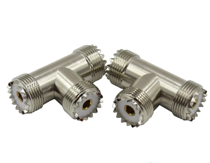 1PCS UHF 3 Way Adapter Socket T-Type UHF Female To 2 Dual UHF Female PL259 SO239 RF Coaxial Connector