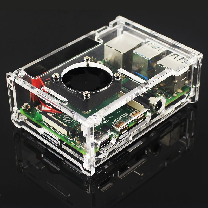 Raspberry Pi 4 акриловый чехол коробка 4B прозрачный корпус с охлаждающим вентилятором