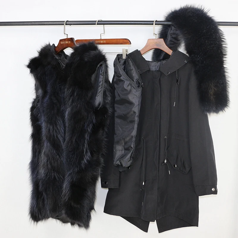 OFTBUY 2020 Waterproof Fabric Parka Winter Jacket Women Real Fur Coat Natural Raccoon Hood Rabbit Liner Streetwear | Женская одежда