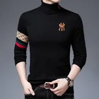 Свитер с воротником хомут, роскошные вязаные свитера с вышивкой, мужские пуловеры высшего класса с ложным воротником, новинка 2022, Повседневная Мужская Дизайнерская одежда