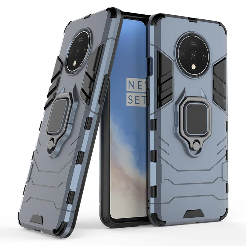 Синий Чехол-бампер для oneplus 7T pro Чехол магнитный автомобильный держатель Анти-осенний Мягкий противоударный полный задний Чехол для oneplus 7 pro one plus 7t - Цвет: Синий