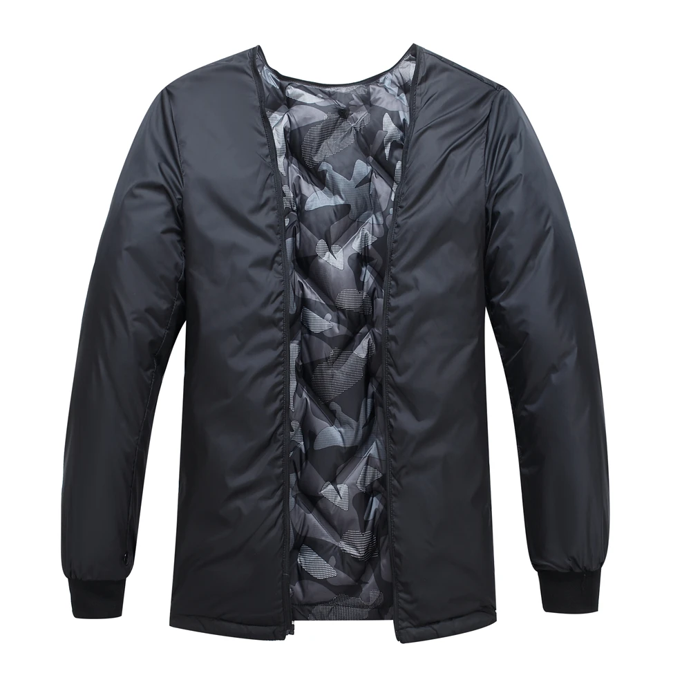 Новинка Зима 2020 мужская куртка средней длины на белом утином пуху дизайнерское