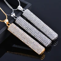 kioozol fully micro inlaid crystal oxidized cylinder pendant gold silver color long necklace for women statement jewelry zd1 xs3