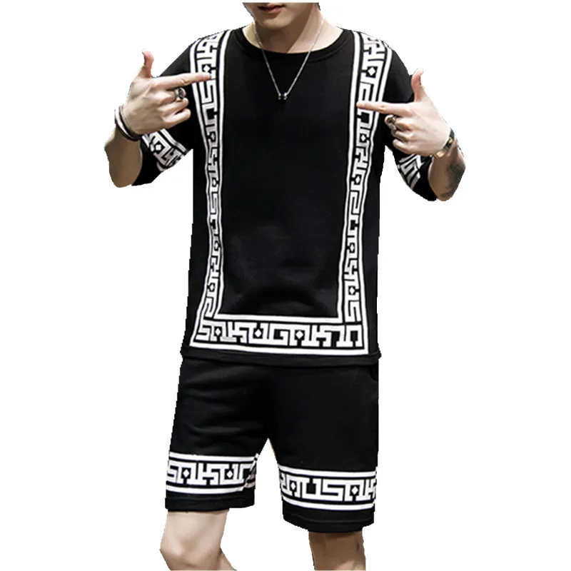 Летняя уличная одежда Harajuku черно белая футболка Мужская модная Панк с коротким