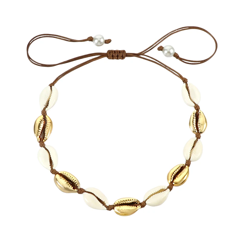 Женское Ожерелье чокер из натурального белого ракушка летняя пляжная цепочка с