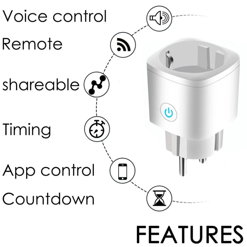 

Smart Tuya WiFi Plug Adaptor 16A Remote Voice Control Power Monitor Socket Outlet Timing Function Work With Alexa GoogleHome
