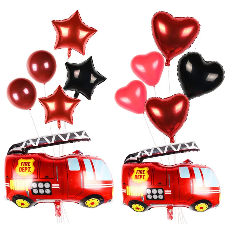 XXYYZZ6pcs мультфильм автомобиль Алюминиевая Фольга Воздушный шар пожарная машина