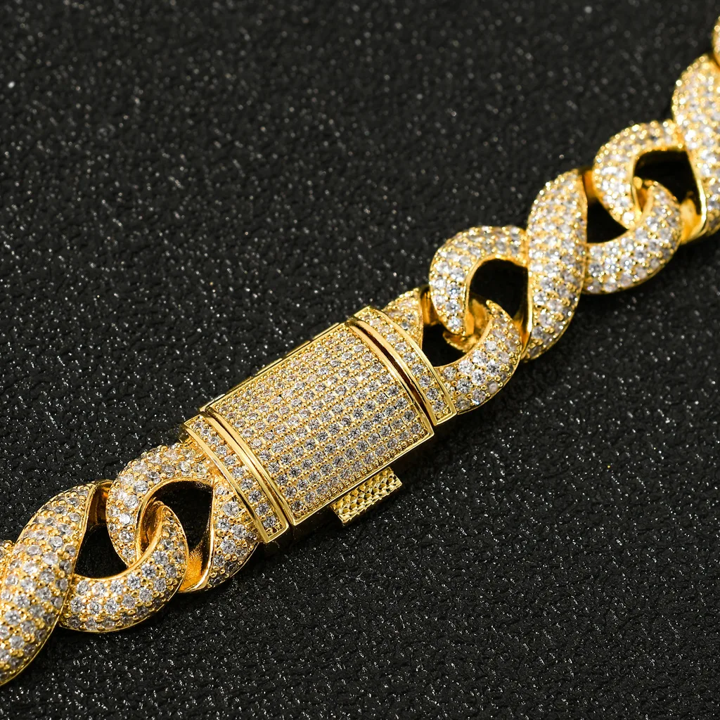 

8-character infinite chain Cuba chain micro inlaid zircon Hip Hop Gold Chain mens hip hop jewelry