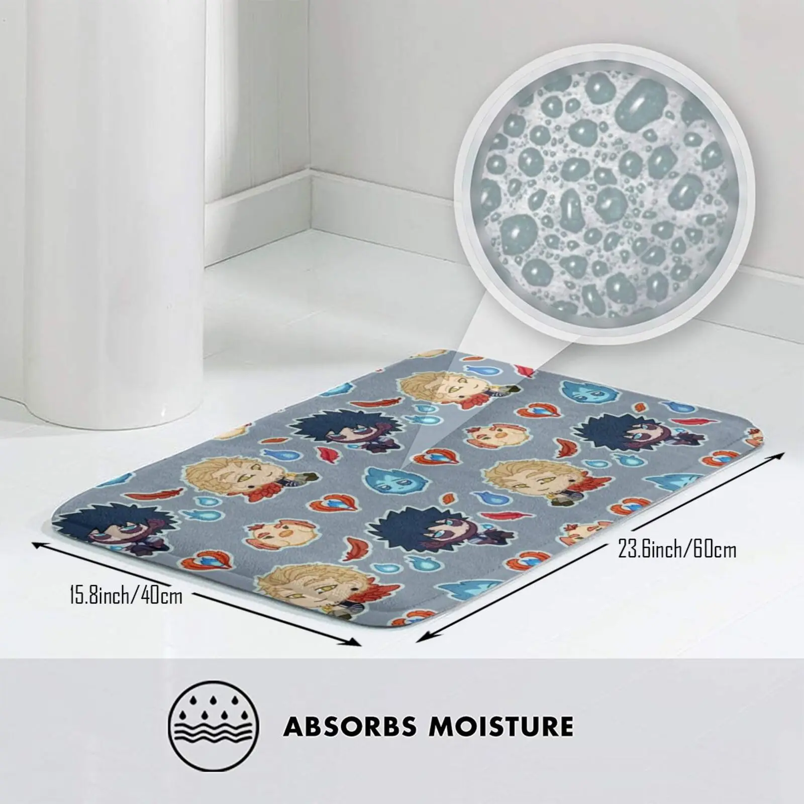 (Синий) коврик ковер Противоскользящий для входной двери в спальню Боярышники Dabi