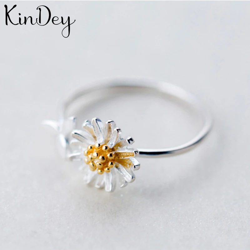 Винтажные серебряные кольца Kindey в стиле ретро с маргариткой и цветком для женщин