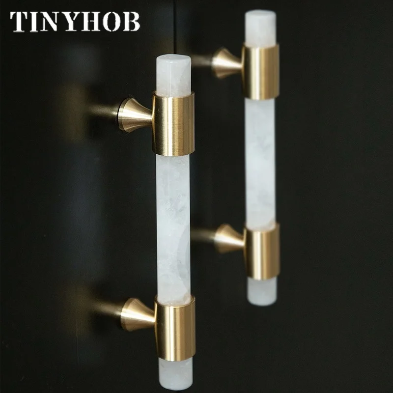 Натуральный камень + латунные ручки европейские Т образные выдвижной ящик