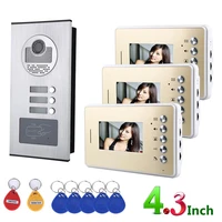 4 3 inch apartment video intercom doorbell system ir camera for 3 families video door phone intercom system