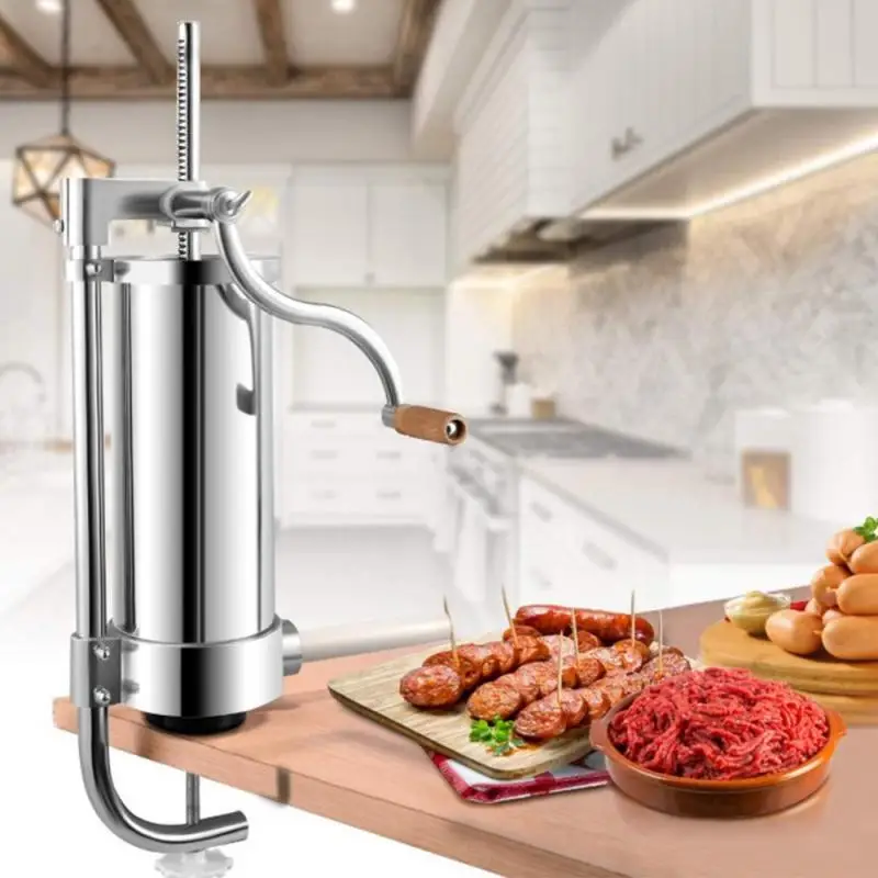 

3L Homemade Sausage Meat Stuffer Stainless Steel Manual Vertical Sausage Filling Machine Kitchen Tool Sausage Syringe Maker HWC