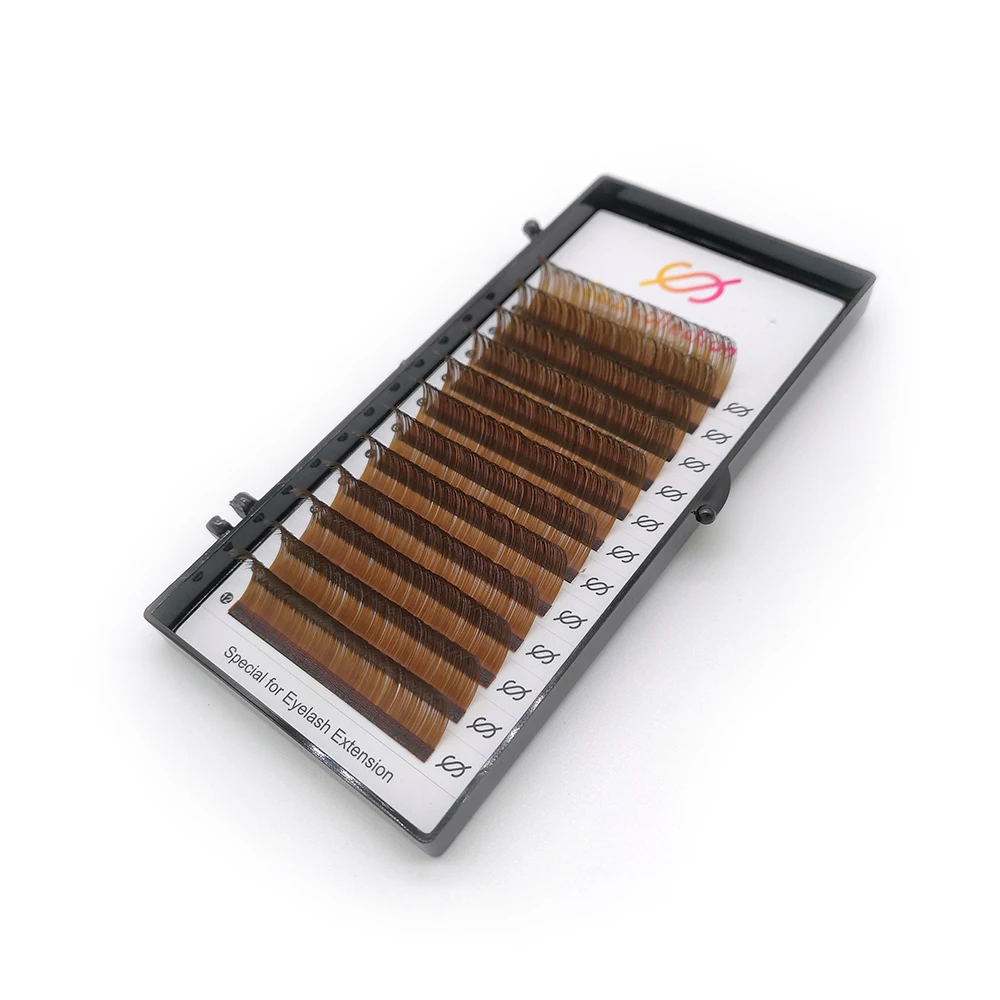 16 линий 0 07 C D накладные ресницы светло коричневые Индивидуальные для наращивания