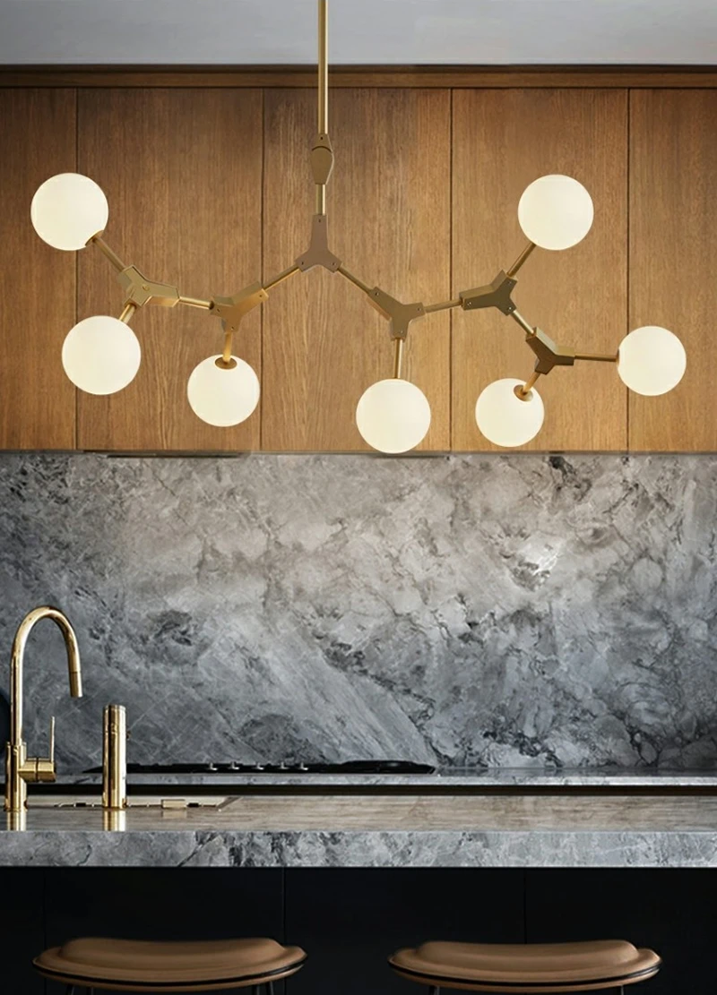 Цена Современная Скандинавская молекулярная люстра, потолочные светильники для гостиной, столовой, кухонного островка