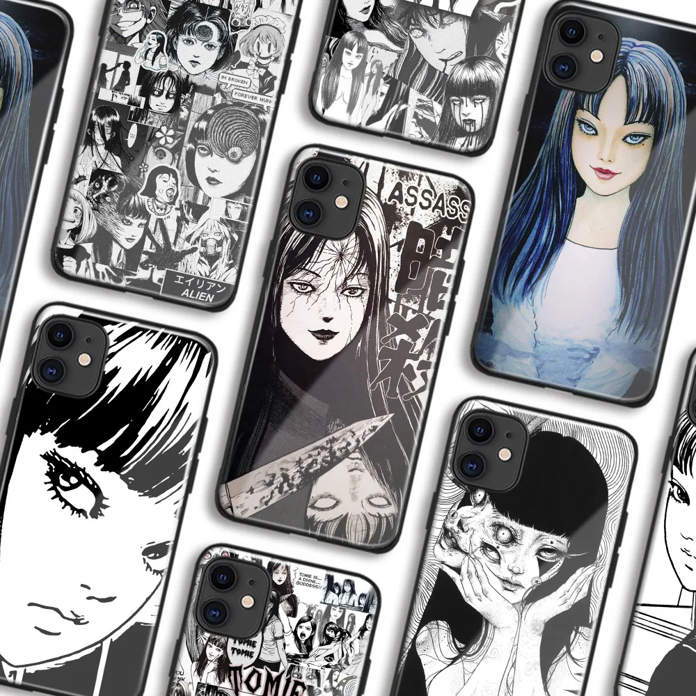 Junji Ito Tees Horror Cartoon Silicone for IPhone Se 6 7 8 14 Plus X XR XS 11 12 13 Mini Pro Max Glass Phone Case Cover Shell |