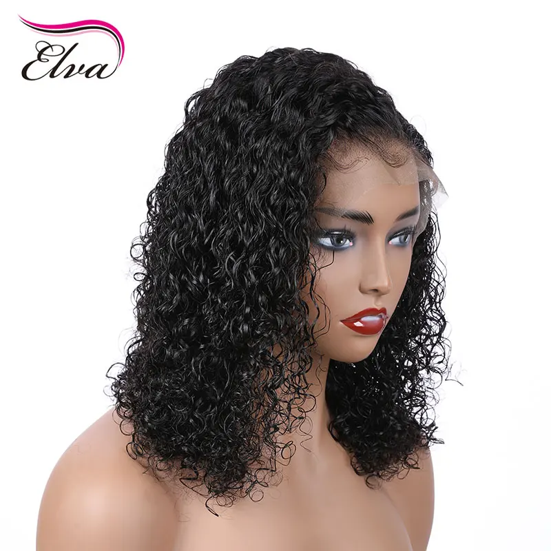 Elva волосы короткий Боб кудрявые 13х6 кружева передние человеческие парики