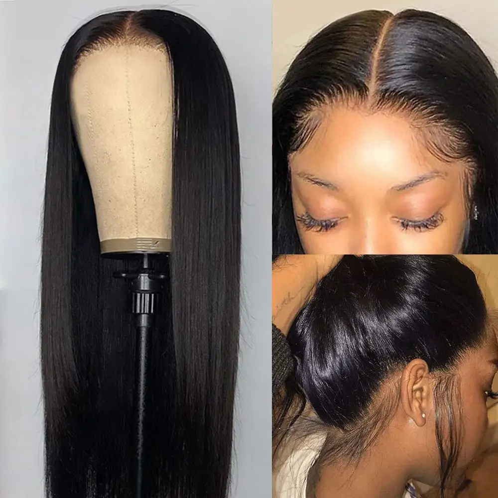 

T part Wig 30 Inch Pre Plucked Bone Straight Human Hair Wig Brazilian Lace Front Human Hair Wigs For Women 4X4 Closure Wigs Remy