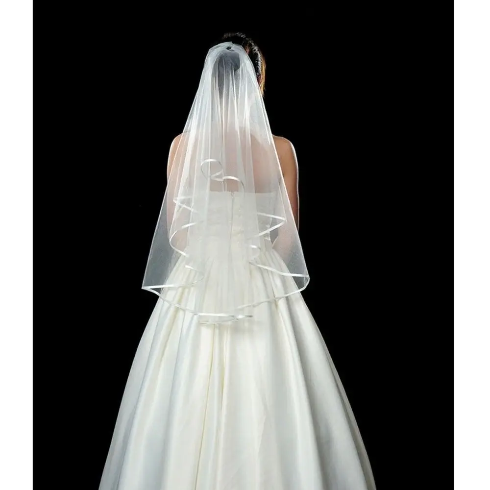 

Simple and Elegent Wedding Bridal Veil Tulle One Ivory Layers Bride Accessories Short Women Veils