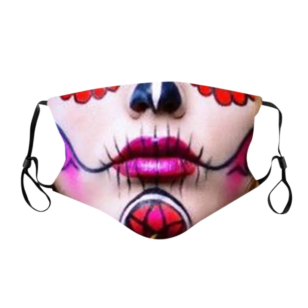 Halloween Face Mask 3D Skull Print Mascara Gripe Funny Washable Mouth Masks Casual Cotton Fabric Adult Cover Mondmasker | Дом и сад
