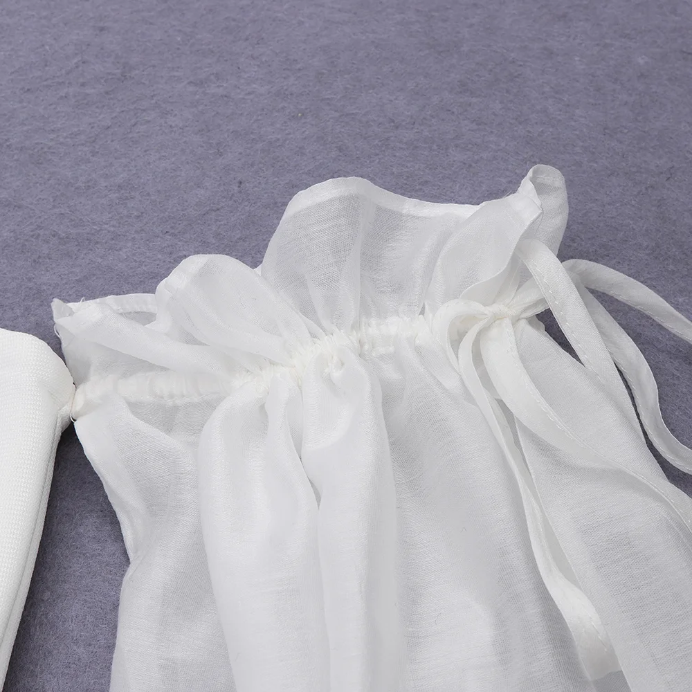 

Sexy Off Shoulder Low Cut White Elastic Dress Fashion Clothes Woman 2020 New Arrival Mesh Long Lantern Sleeve Dress Bodycon