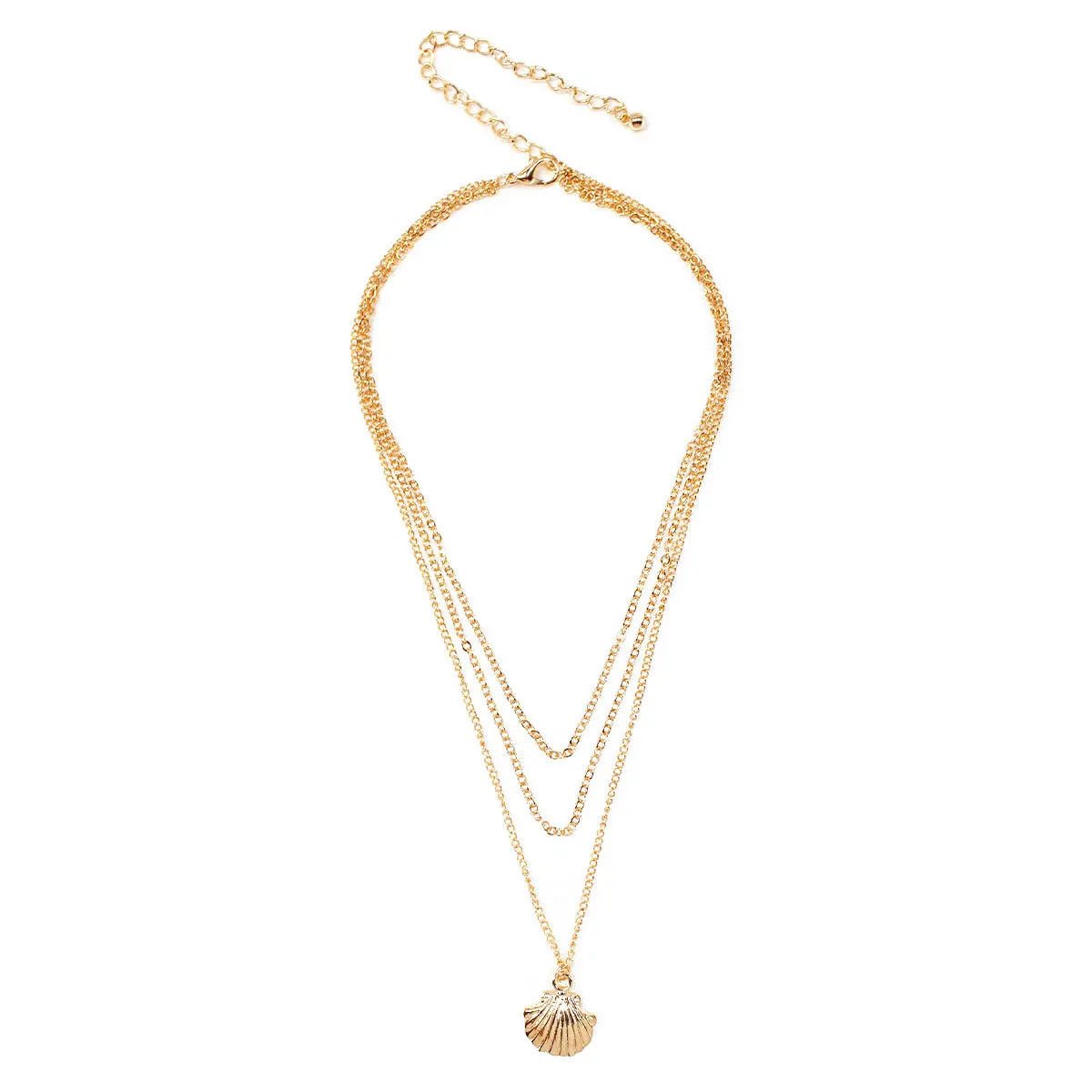 

Gold Silver Color Metal Shell Pendant Necklace Simple Multilayer Collar Chain Necklaces for Women Fashion Neck Jewelry XL725