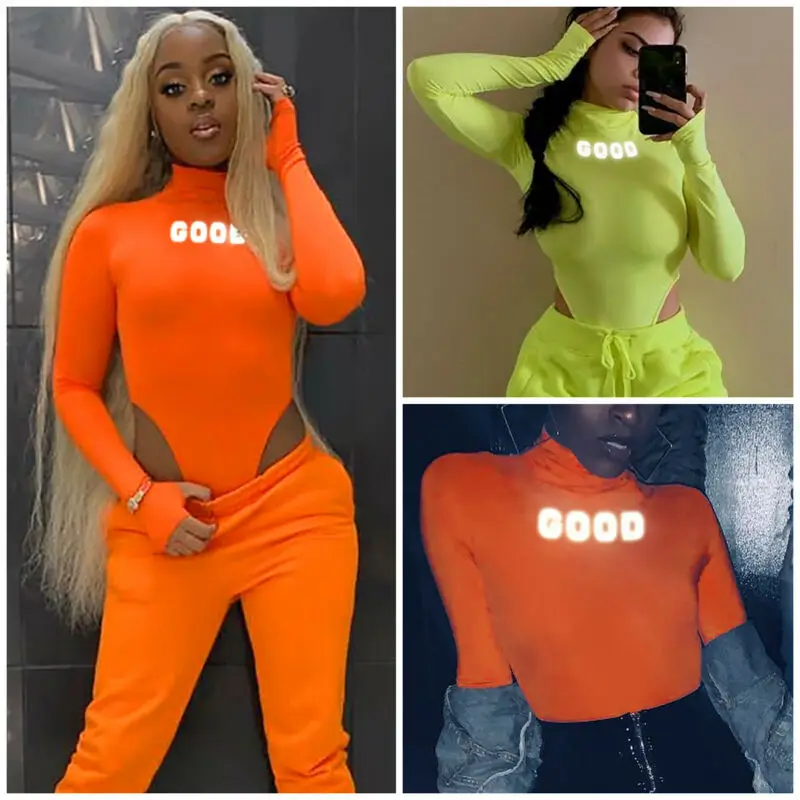 Женский светоотражающий костюмчик боди Песочник с длинным рукавом клубный