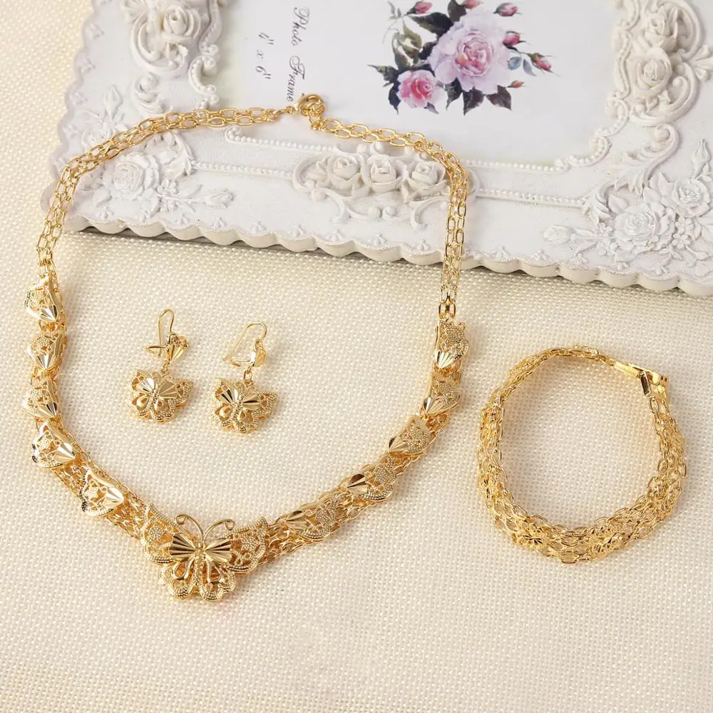 Эфиопское ожерелье серьги браслет позолоченный Свадебный Африканский арабский