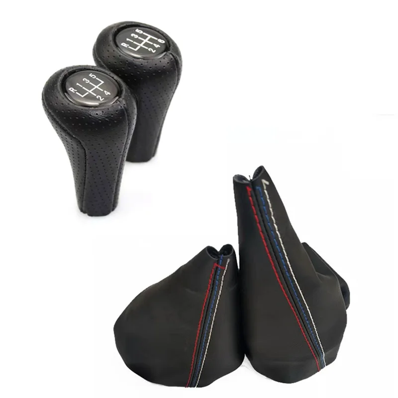 Car Shift Gear Stick Manual Handbrake Gaiter Shift Knob Black Leather Boot Car-Styling For BMW 3 Series E30 E34 E36 E46 M3 Z3
