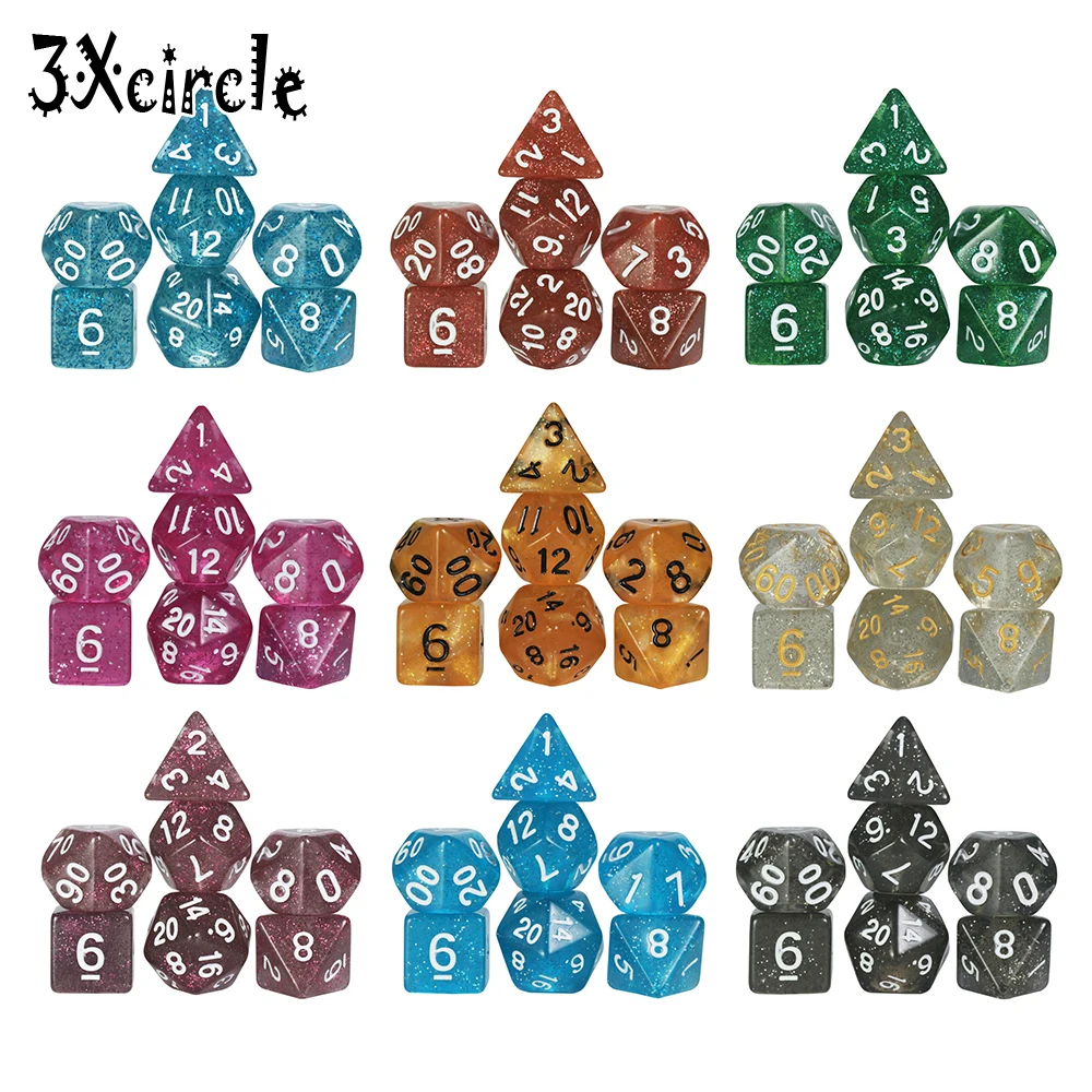 Высокое качество блеск 7 Pc игра кости набор для Juegos De Mesa Dnd Dados ролевые игры
