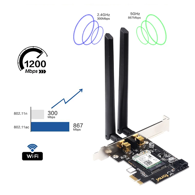 Двухдиапазонный 1200 Мбит/с ordenador de escritorio inalambrico Intel 8265AC WiFi Bluetooth 4,2 PCI-E 1X tarjeta de red PCI Expre