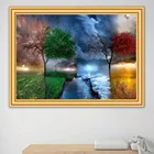 5D DIY алмазная живопись четыре сезона дерево Пейзаж Вышивка крестиком полная Алмазная вышивка мозаика картина Стразы Декор