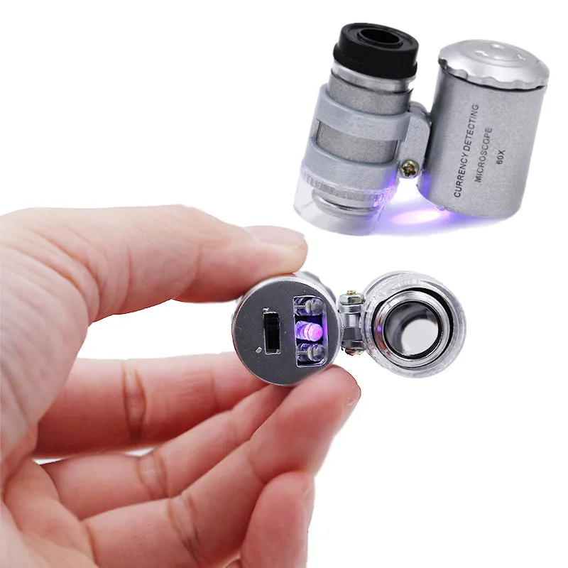 Новинка 60X Портативный микроскоп увеличительное стекло линза для глаз