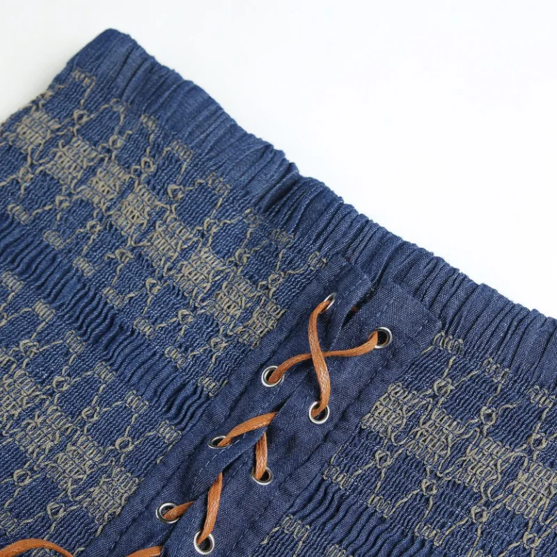 Длинная новая джинсовая винтажная Осенняя Женская темно-синяя Макси