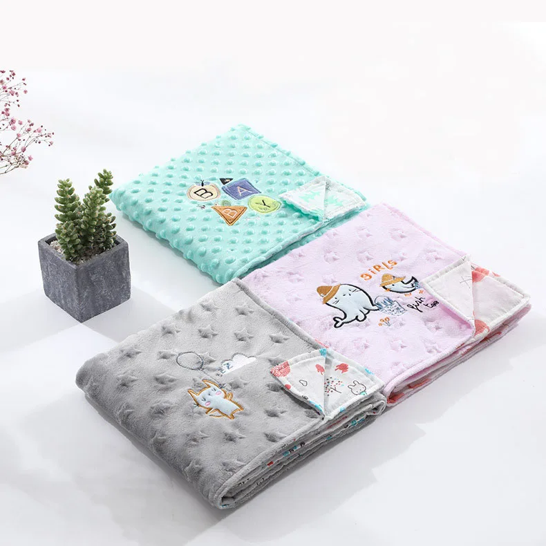 

Baby Blankets Newborn Super Soft Cotton Infant Pompom Blanket Muslin Gauze Embroidery Travel Swaddle Wrap Fleece Children Quilt