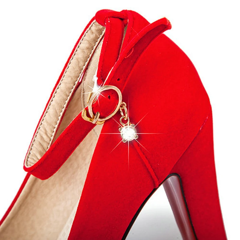 

Sexy Women High Heels Buckle Ankle Strap Wedding Party Shoes Platform Dress Ladies Shoes High Heels Frosted Ladies Shoes Wedding