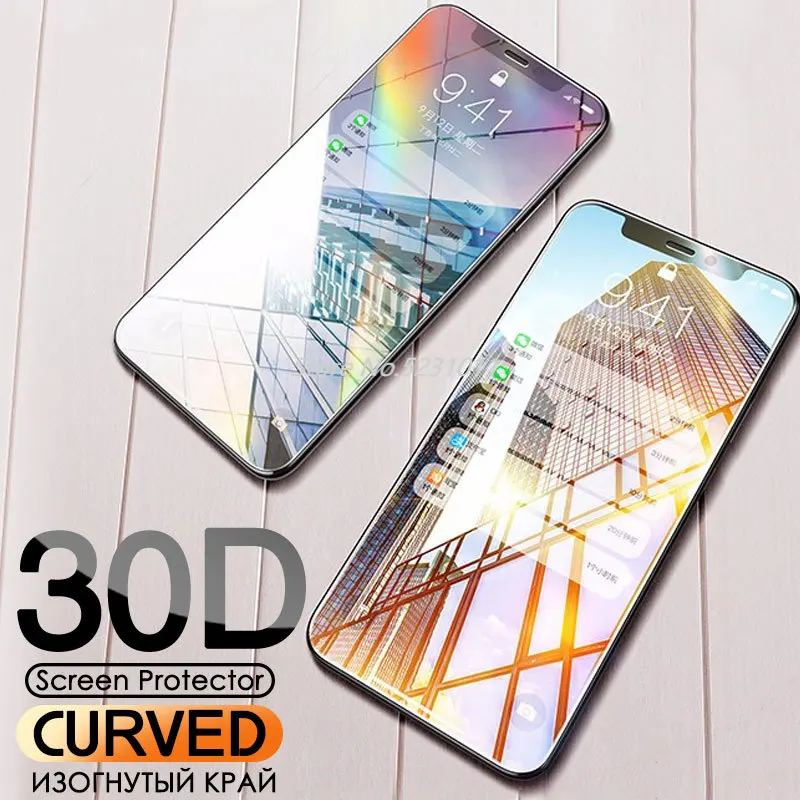 Защитное стекло 30D с изогнутыми краями для IPhone X XR XS Max закаленное полным покрытием