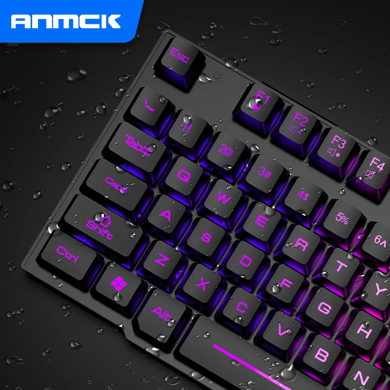 anmck mechanical keyboard usb wired keyboards 104 keys led floating lighting keycap teclados for pc laptop mac desktop gamer free global shipping