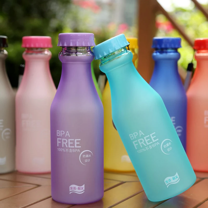 

Candy-Colored Frosted Leak-proof Plastic Portable Non-breakable Soda Bottle Sealed Water Cup Beverage Water Bottle