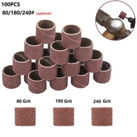 100pcs 12 drum sanding set 80180240grit 12 7mm sanding bands sleeves rotary tools for metal surface cleaning polishing