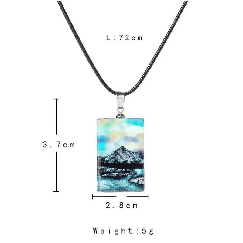

2020 New Landscape Luminous Square Necklace Luminous Aurora Geometric Clavicle Chain Jewelry