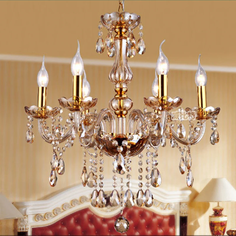 Роскошная люстра во французском стиле с золотым кристаллом Подвесная лампа для