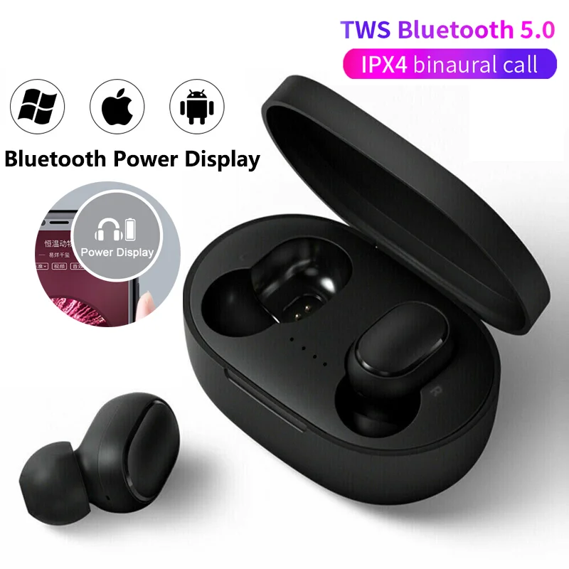 

A6S TWS Bluetooth 5.0 Earphones Wireless Headphones HiFi Stereo Sport Earbuds Headsets with Mic and Charging Box for Smartphones