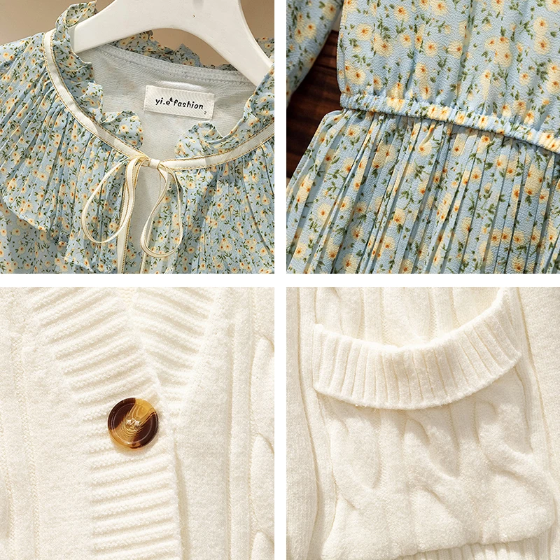 Зимние Повседневные женские комплекты из двух предметов Trytree 2020 свитер жилет и