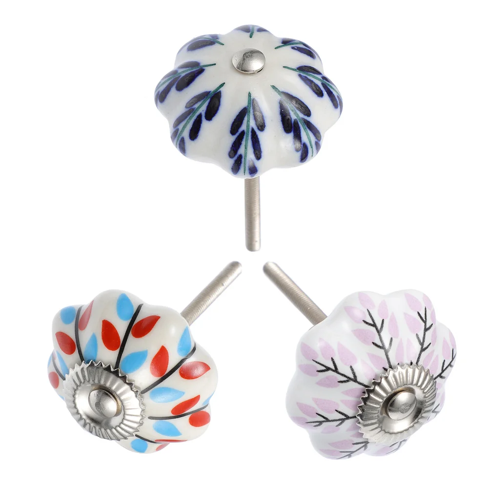 

3pcs Ceramic Handle Furniture Cabinet Drawer Knob Printed Ceramic Handle