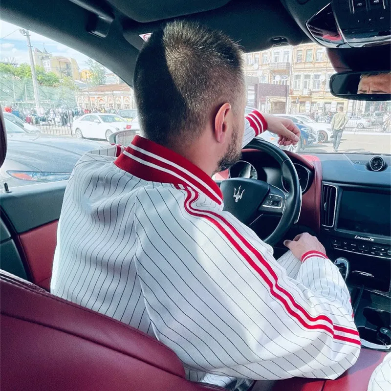 Костюм спортивный мужской на молнии свитшот куртка для тренировок в полоску