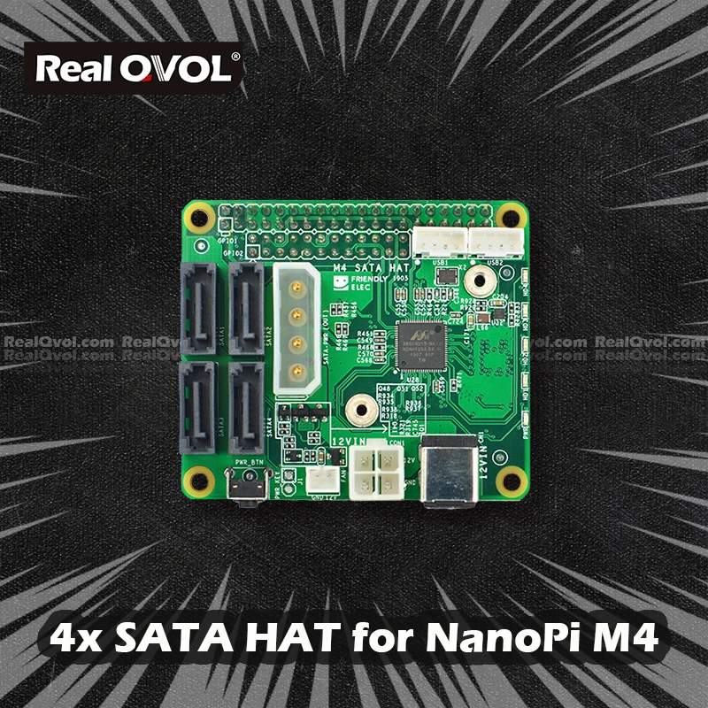 RealQvol FriendlyELEC ELEC NanoPi M4 4x SATA HAT Поддержка 6 Гбит/с/3 Гбит/с/1 5 Гбит/с интегрированный