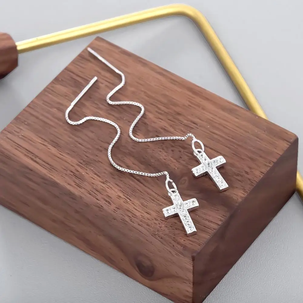 QIAMNI очаровательные хрустальные кресты с кисточками висячие серьги женские