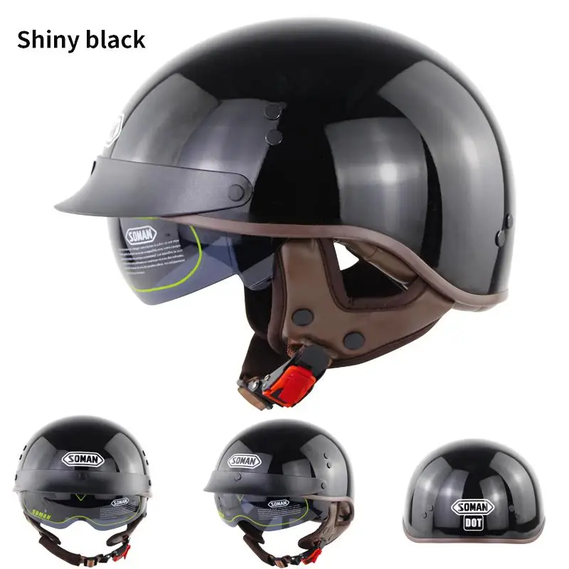 

Мотоциклетный шлем для мужчин и женщин, мужской шлем для верховой езды, ретро защитный полушлем, мотоциклетный головной убор