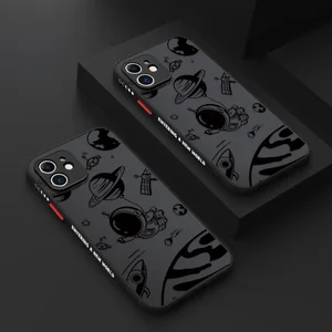 luxury cartoon space astronaut phone case for iphone 11 12 pro max mini xs x xr 7 8 plus matte shell silicone shockproof cover free global shipping